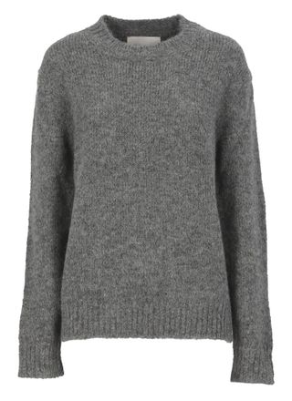 Jil Sander Oversized Grey Sweater With Ribbed Trim In Wool Woman