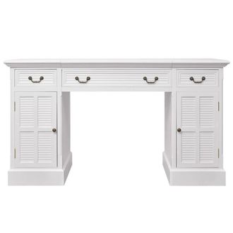 Berkfield Home Elegant Double Pedestal Desk White 140x48x80 cm | Size: 140 x 48 x 80 cm