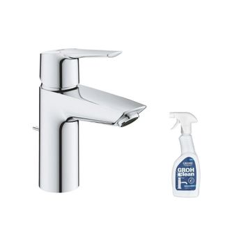 GROHE Quickfix Start 2021 Mezclador De Lavabo Extra&iacute;ble Y Desag&uuml;e Cromado Talla S + Limpiador Grohclean