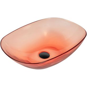 Beliani Beliani - Lavabo Sobre Encimera De Ba&ntilde;o Solid Surface Semi Transparente 54 X 36 Cm Rojo Moengo