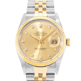 Rolex Pre-owned Rolex Datejust 36 Automatic Chronometer Diamond Champagne Dial Mens Watch 16013 CDJ