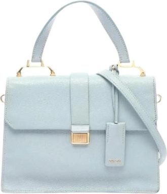 Miu Miu Pre-owned Handbags, female, Blue, Size: ONE SIZE Pre-owned Madras Leather 2way Handbag