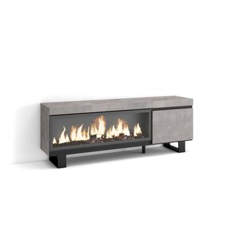 Skraut Home Skraut Home - Mueble Tv, Televisi&oacute;n, Muebles De Sal&oacute;n, Almacenaje, 160, Para Tv Hasta 65, Chimenea El&eacute;ctrica Xxl, Dise&ntilde;o Industrial, Estilo Moderno, G