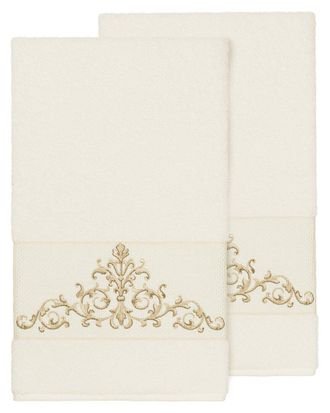 Linum Home Textiles Turkish Cotton Scarlet 2Pc Embellished Bath Towel Set