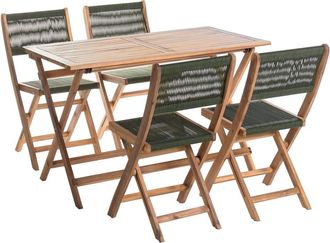Beliani Conjunto plegable de madera verde 4 personas