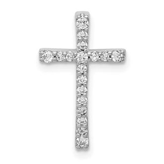 Diamond2Deal 10K White Gold 1/5ct. Diamond Latin Cross Chain Slide Pendant