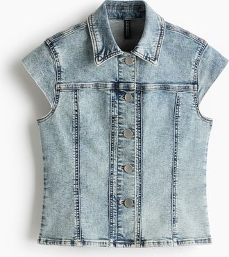 H&M Jeansjacke mit Kappenärmeln - Blue