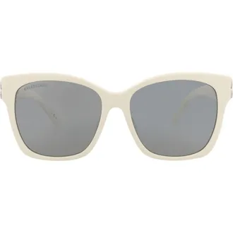 Balenciaga 57mm Square Sunglasses in White Silver Silver at Nordstrom Rack
