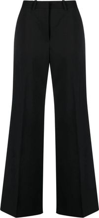 Marine Serre Virgin Wool Tailored Pants - Dames - Wijde Broeken - Zwart - L - Wol - Broeken