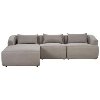 Beliani Beliani - Sof&aacute; Esquinero Minimalista Moderno Derecho Tapizado De Tela Cojines Adicionales 3 Plazas Gris Pardo Svansele