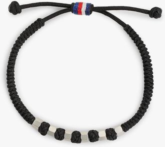 Tommy Hilfiger Mens Adjustable Braided Nylon Bracelet - Black