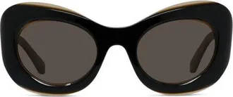 Loewe Signature 52mm Cat Eye Sunglasses in Shiny Black/brown at Nordstrom