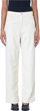 R&oacute;he Bruun Signature Baggy Corduroy Broek - Dames - Wijde Broeken - Beige - S - Katoen - Broeken