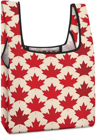 Generic Canada Maple Leaf Pattern Shopping Bag Reusable Grocery Tote Bag Foldable Handbag for Travel Picnic