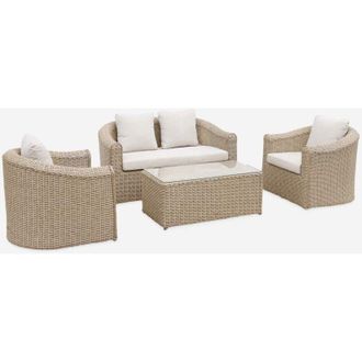Sweeek Salotto da giardino in resina intrecciata, 4 posti