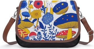 Generic Mushrooms And Flowers Womens Crossbody Bag Fashion Shoulder Handbags Message Tote Bag with Adjustable Strap
