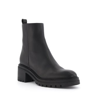 Dune London Womens Ladies Possessive - Cleated Block-Heel Ankle Boots - Black Leather - Size UK 3