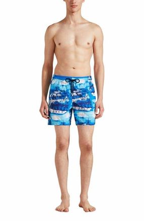 Vilebrequin Mens Paris Ultra-Light And Packable Swim Shorts in Bleu Neon at Nordstrom, Size X-Large