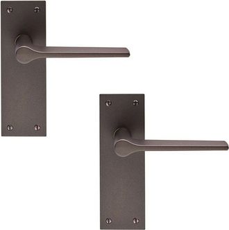 Loops 2x PAIR Flat Straight Handle on Slim Latch Backplate 150 x 50mm Matt Bronze