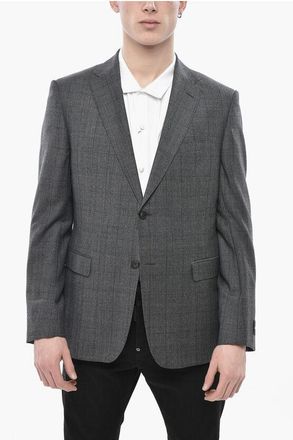 Ermenegildo Zegna Two-Button Wool Jacket With District Check Pattern size 54
