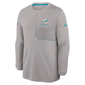 Nike Miami Dolphins Sideline Coach Nike Mens Dri-FIT NFL Long-Sleeve Top in Grey | 03B10B9A9P-B8B