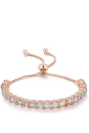Liv Oliver 18k Rose Gold White Opal Adjustable Bracelet