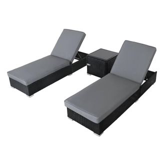 MonsterShop Rattan Sun Lounger Set in Black