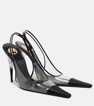 Saint Laurent Romy satin-trimmed slingback pumps