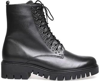 Gabor Stijlvolle winterlaarzen met veters en lage hakken - Dames - Veterlaarzen - Zwart - 38 1/2 EU - Leer - Schoenen