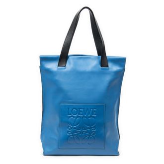 Loewe Pre-owned Womens Anagram Shopper Tote Shoulder bag - Blue - One Size