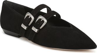 Veronica Beard Bancroft Pointed Toe Mary Jane Flat in Black Suede at Nordstrom, Size 5.5