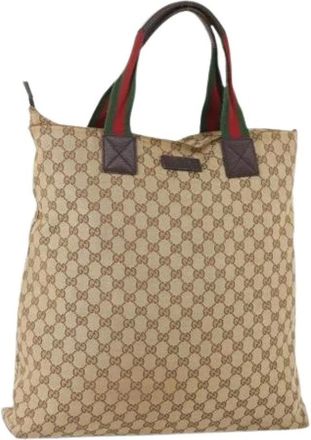 Gucci Pre-owned Tote Bags, female, Beige, Size: ONE SIZE Pre-owned Vintage GG Canvas Tote Bag