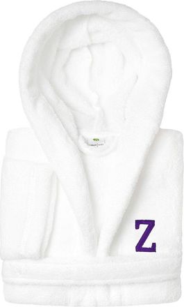 Linum Home Textiles Personalized Linum Kids Large Super Plush Hooded Bathrobe With Purple Bookman Font (Monogrammed A-Z)