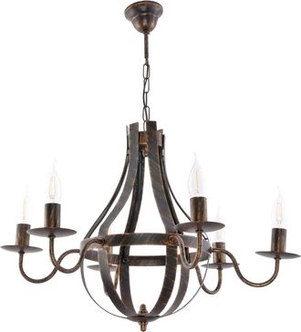 OEM L&aacute;mpara De Techo Colgante Tipo Candelabro, Color Negro Y Oro Antiguo, Modelo Elen Negro 11-360/6