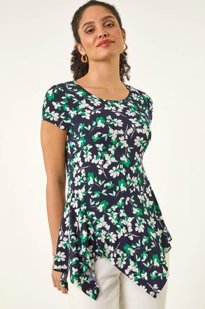Roman Floral Hanky Hem Top