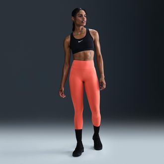 Nike Womens Universa High-Waisted 7/8 Leggings with No Front Seam in Orange | HQ6813-814