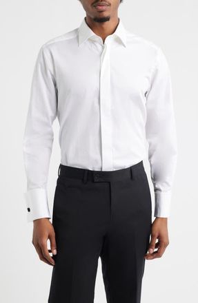 Jack Victor Edmund White Cotton Twill Tuxedo Shirt at Nordstrom, Size 16.5 - 32