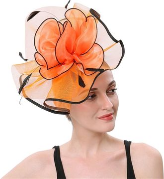 Generic Women Ivory Fascinators for Women Brown Fascinator Hats for Women Fascinators Womens Flower Hat for Tea Wedding Church Double Use of Hair Clips and Fa