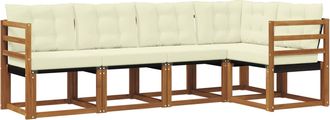 vidaXL Conjunto De Sof&aacute;s De Exterior 5 Uds. Natural Y Crema Vidaxl