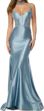 Sherri Hill Sequin Lace With Corset Prom Dress In Blue