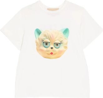 Valentino Garavani Katoenen T-shirt met Le Chat de la Maison print - Heren - T-shirts - Wit - L - Katoen - Tops