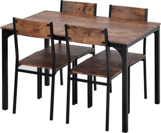 Urban Meuble Conjunto vintage de mesa y 4 sillas en color marrón