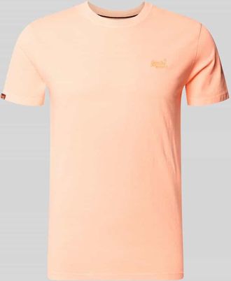 Superdry T-Shirt mit Rundhalsausschnitt und Label-Stitching in Orange, Gr&ouml;&szlig;e XXXL