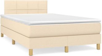 vidaXL Cama Box Spring Con Colch&oacute;n Tela Color Crema 120x190 Cm Vidaxl