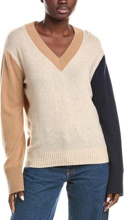 Brodie Colorblocked V-Neck Cashmere Sweater