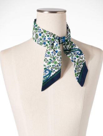Talbots Heritage Paisley Skinny Scarf - Ink - 001 - 100% Cotton Talbots