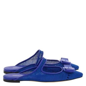 Ferragamo Zelye Mesh Vara Bow Ballet Mules, Size 7 C