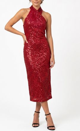 Rachel Roy Sequin Harland Halter Midi Dress