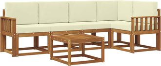 vidaXL Conjunto De Sof&aacute;s De Exterior 6 Uds. Natural Y Crema Vidaxl