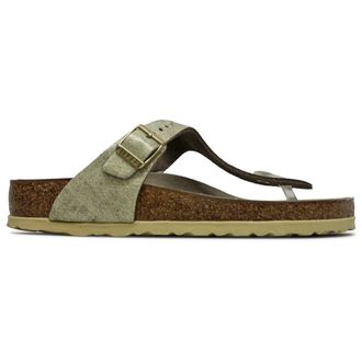 Birkenstock Gizeh BS Suede Unisex Casual Sandals - Washed Metallic Cream Gold - Size:UK 3.5